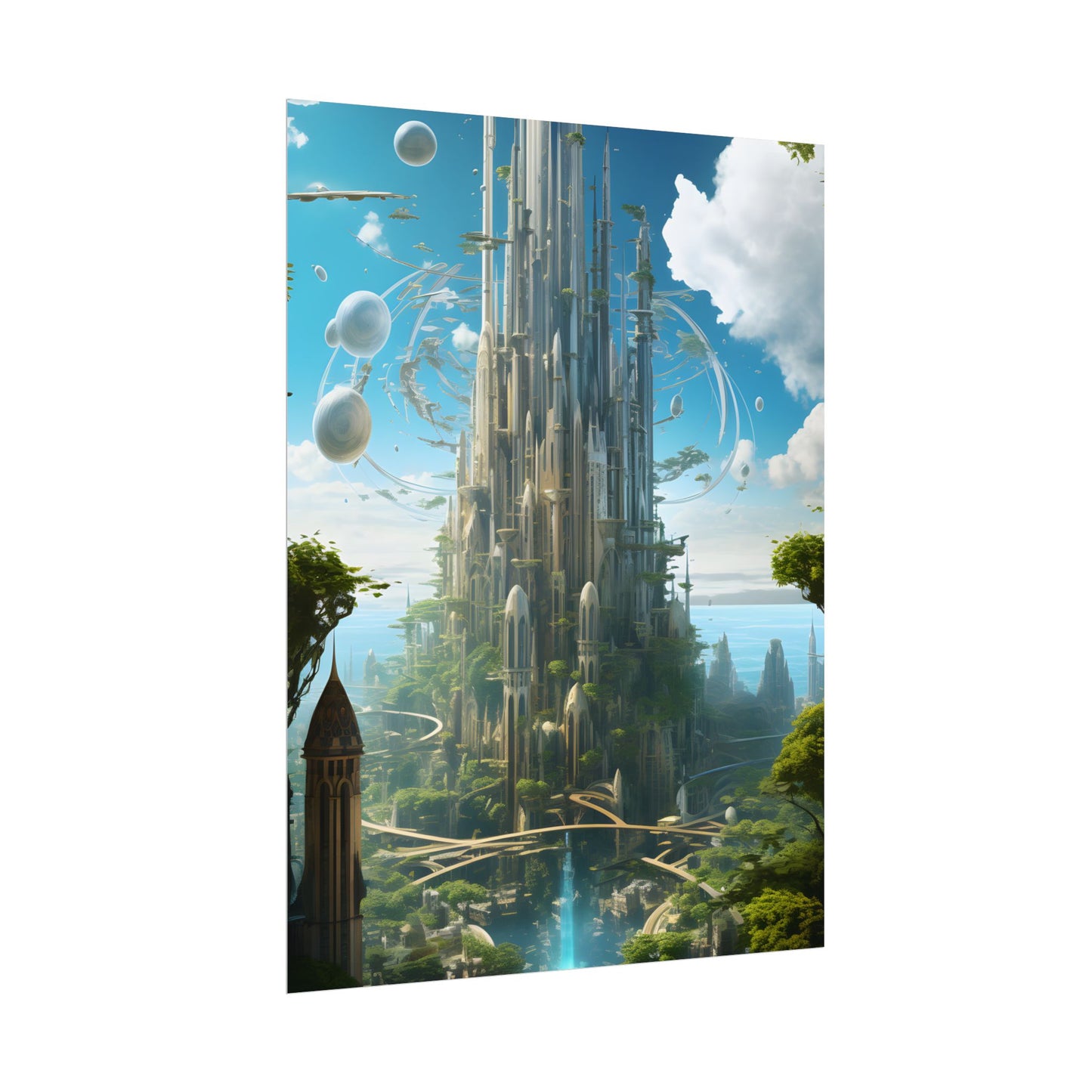 Breathtaking Floating City: Urban Waterways Digital Art - Poster