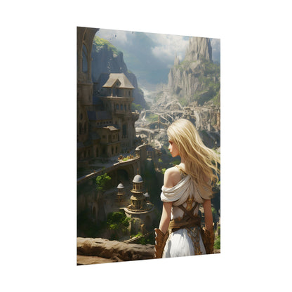 Dramatic Anime Blonde: Flying Female Digital Art - Poster