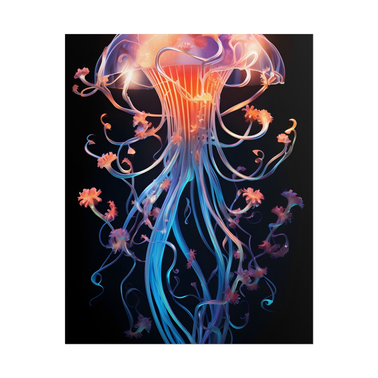 Bioluminescent Oceanic Ballet: Elegantly Poised Dancer in Underwater Performance - Poster