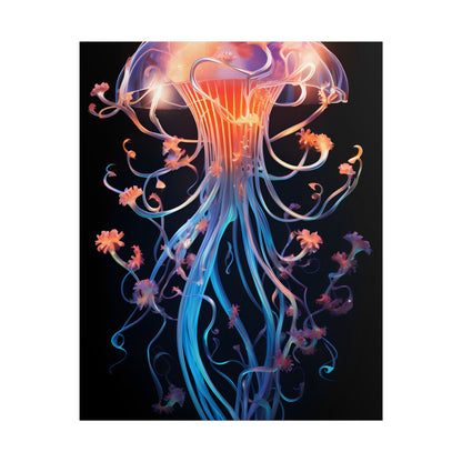 Bioluminescent Oceanic Ballet: Elegantly Poised Dancer in Underwater Performance - Poster