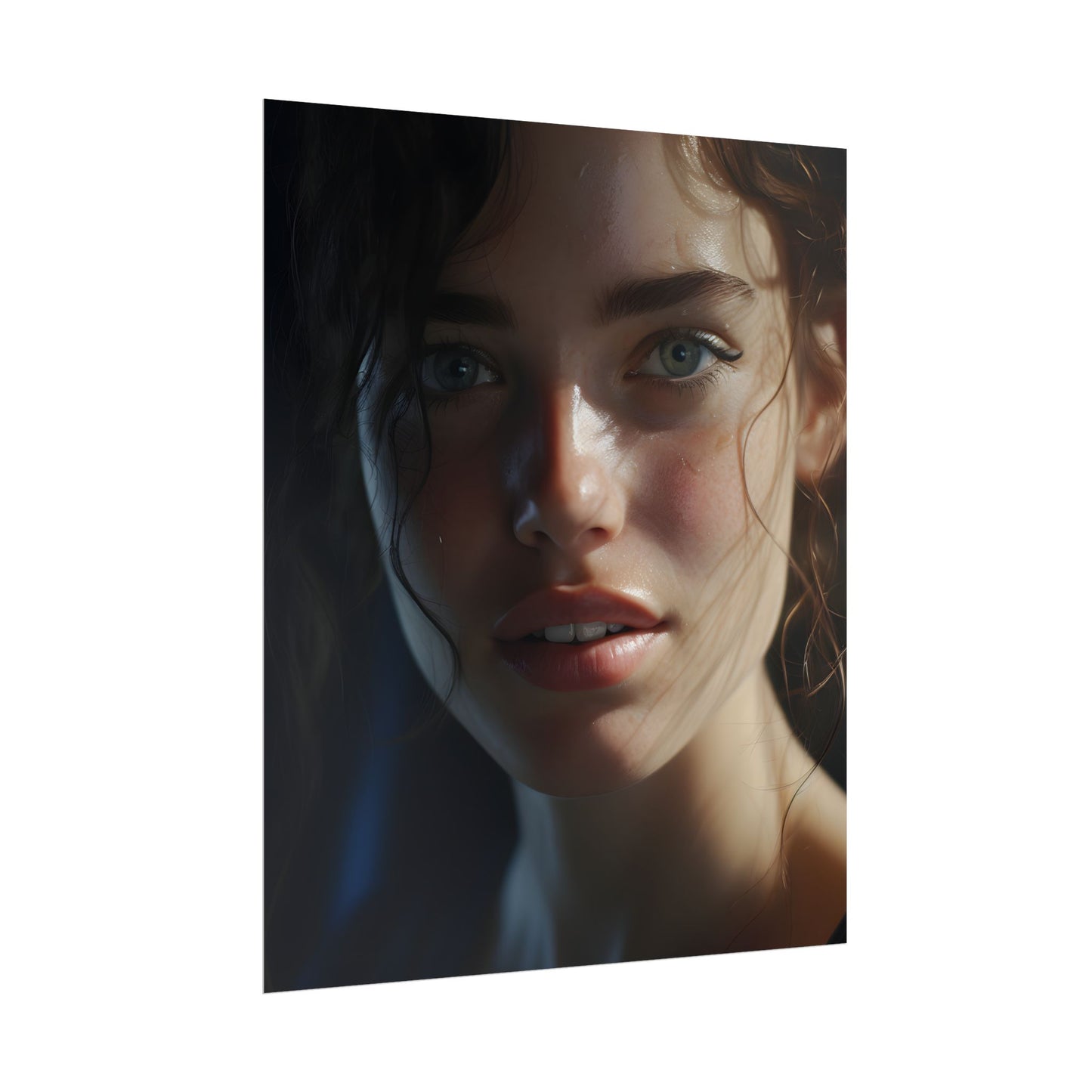 Smiling Portrait of a Woman: Close-Up Art - Poster