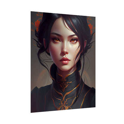 Realistic Female Portrait in Elegant Dress - Poster