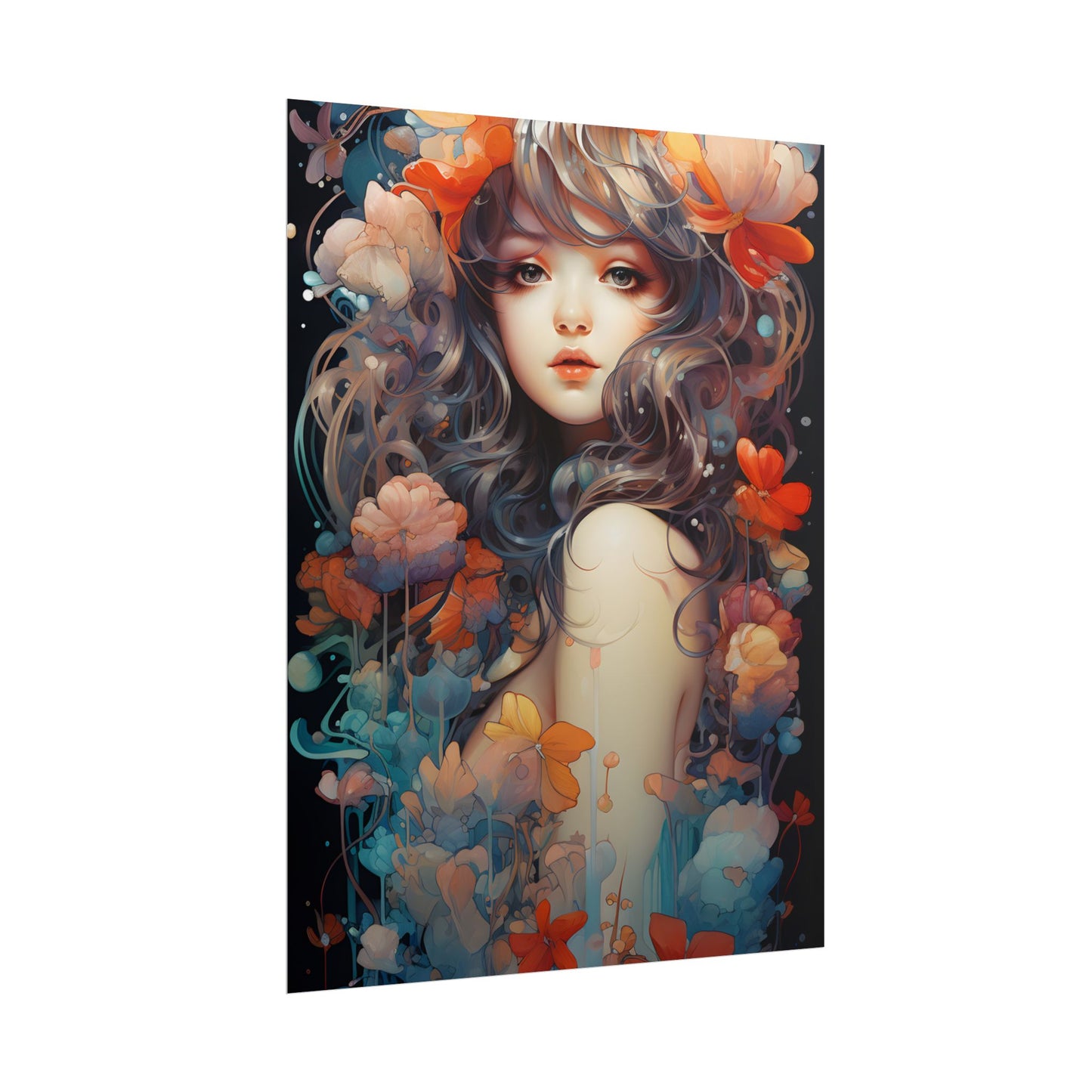 Peaceful River Garden: A Tranquil Landscape with Roses - Poster