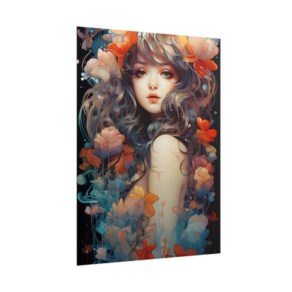 Peaceful River Garden: A Tranquil Landscape with Roses - Poster