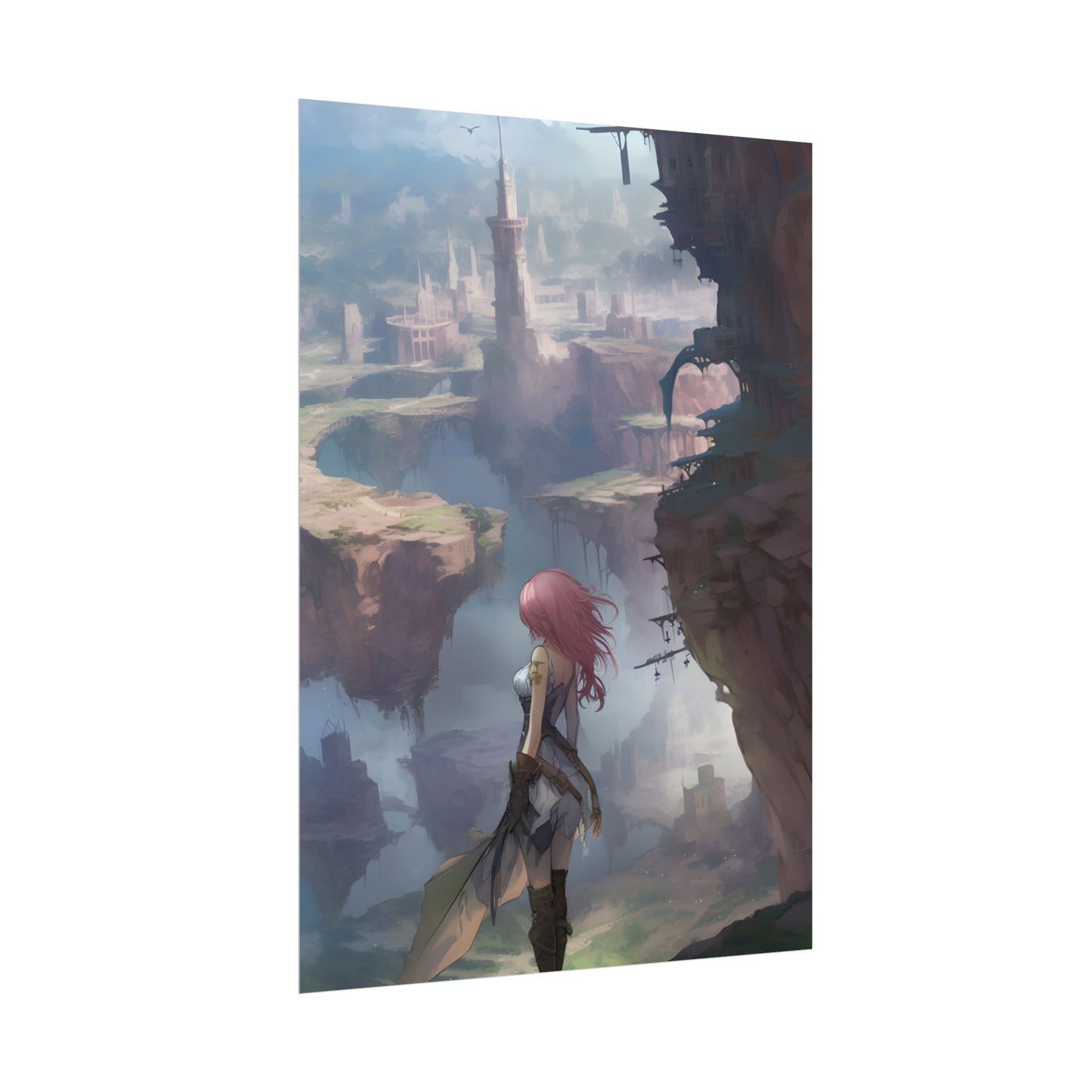 Vibrant Bird in Flight: Anime Style Digital Art - Poster