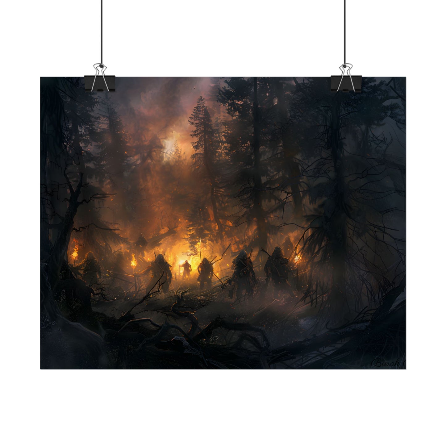 Tranquil Forest Sunset: People Connecting with Nature - Poster