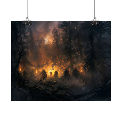 Tranquil Forest Sunset: People Connecting with Nature - Poster
