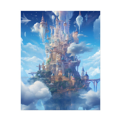 Floating City in Celestial Fantasy Realm: Dreamlike Digital Art - Poster