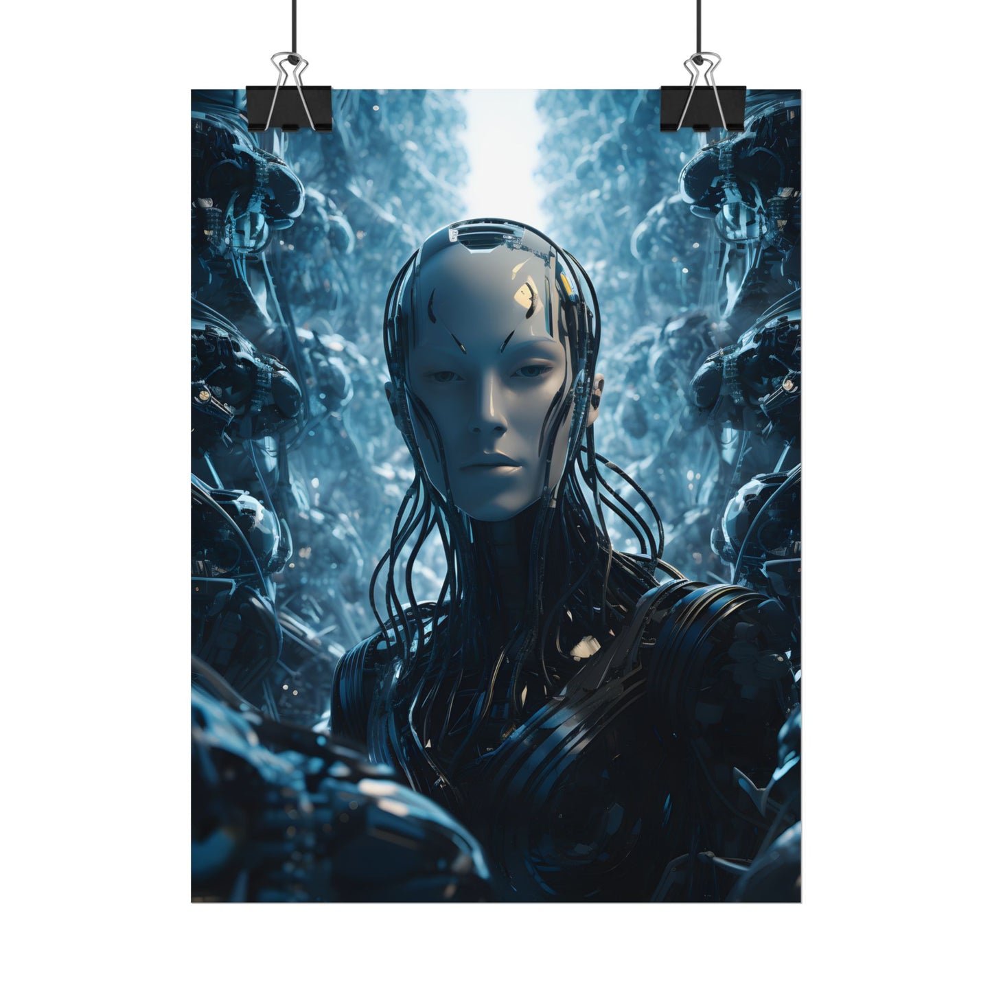 Robot Orchestra Symphony: Futuristic City Digital Art - Poster