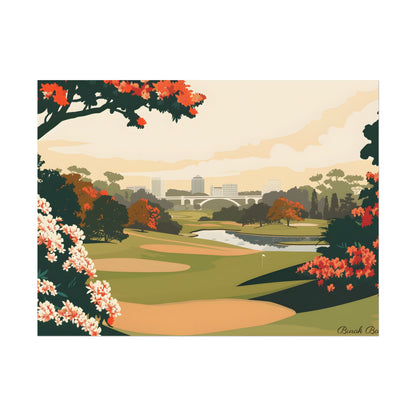 Retro Golf Illustration: Classic Course Art - Poster