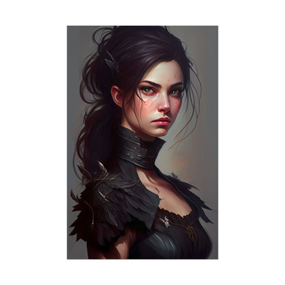 Artistic Female Portrait: Elegant Dress Digital Artwork - Poster