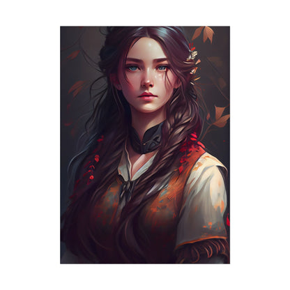 Vibrant Portrait: Brown Hair, Green Eyes Artwork - Poster