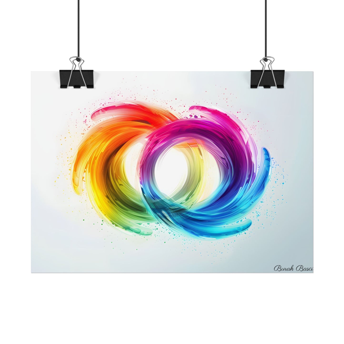 Swirling Colors: Gradient Artwork with Red, Blue, and Yellow Circles - Poster