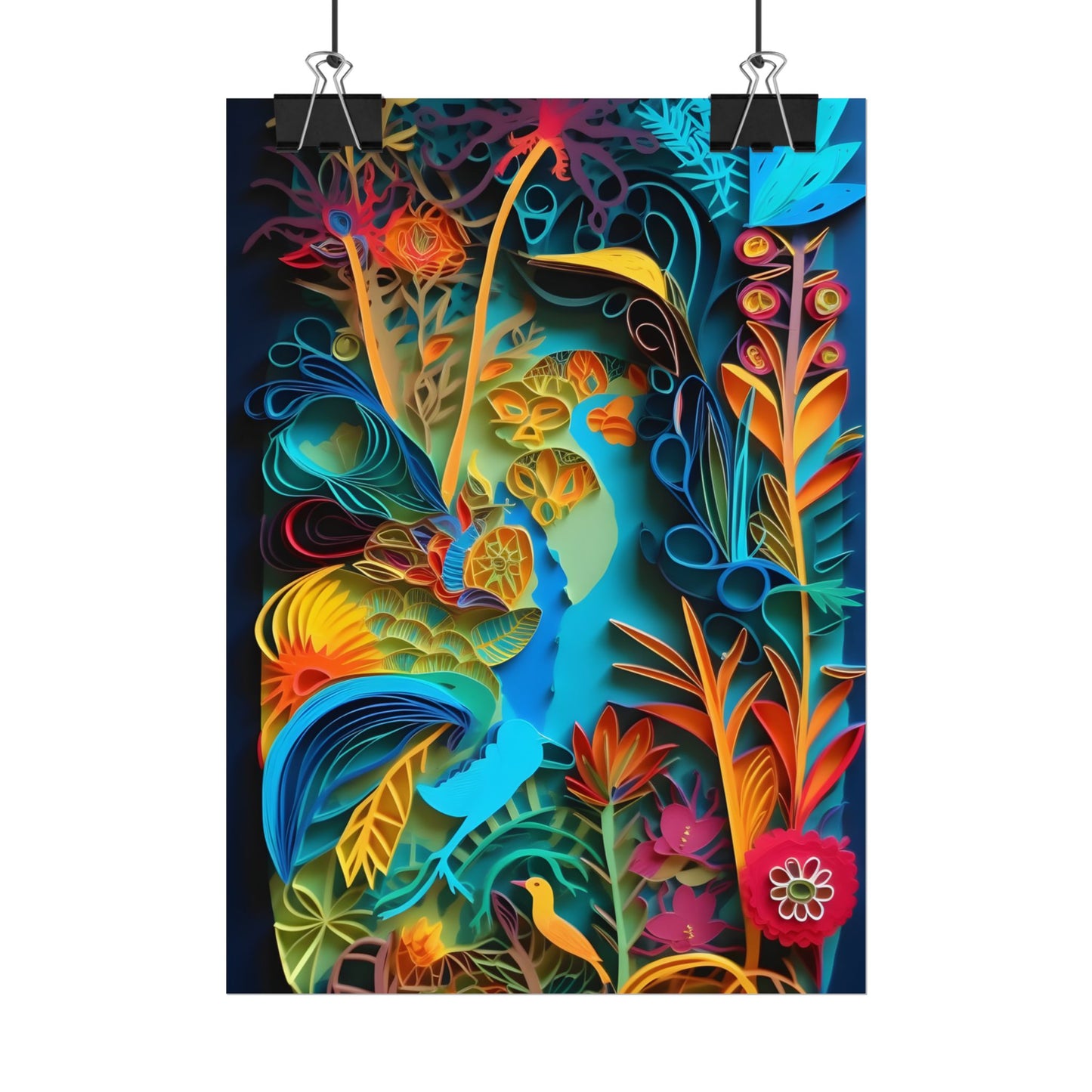Indian Quilled Landscape: Colorful Paper Art - Poster