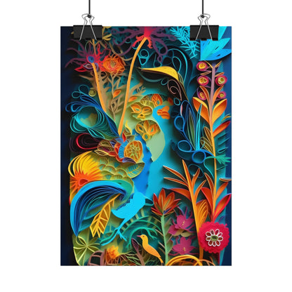 Indian Quilled Landscape: Colorful Paper Art - Poster
