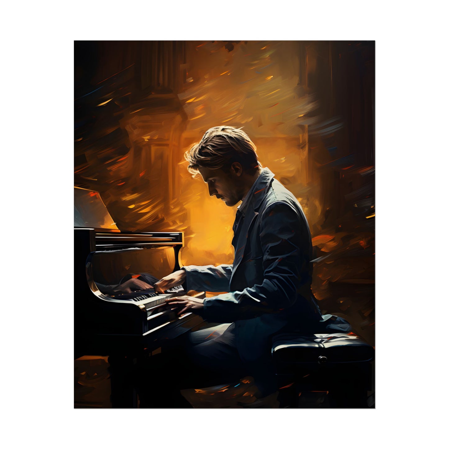 Mysterious Piano Portrait: A Dramatic Musical Masterpiece - Poster