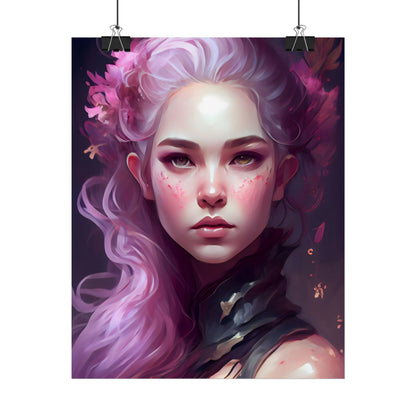 Astonishing Female Portrait with Pink Hair: Dre Artwork - Poster