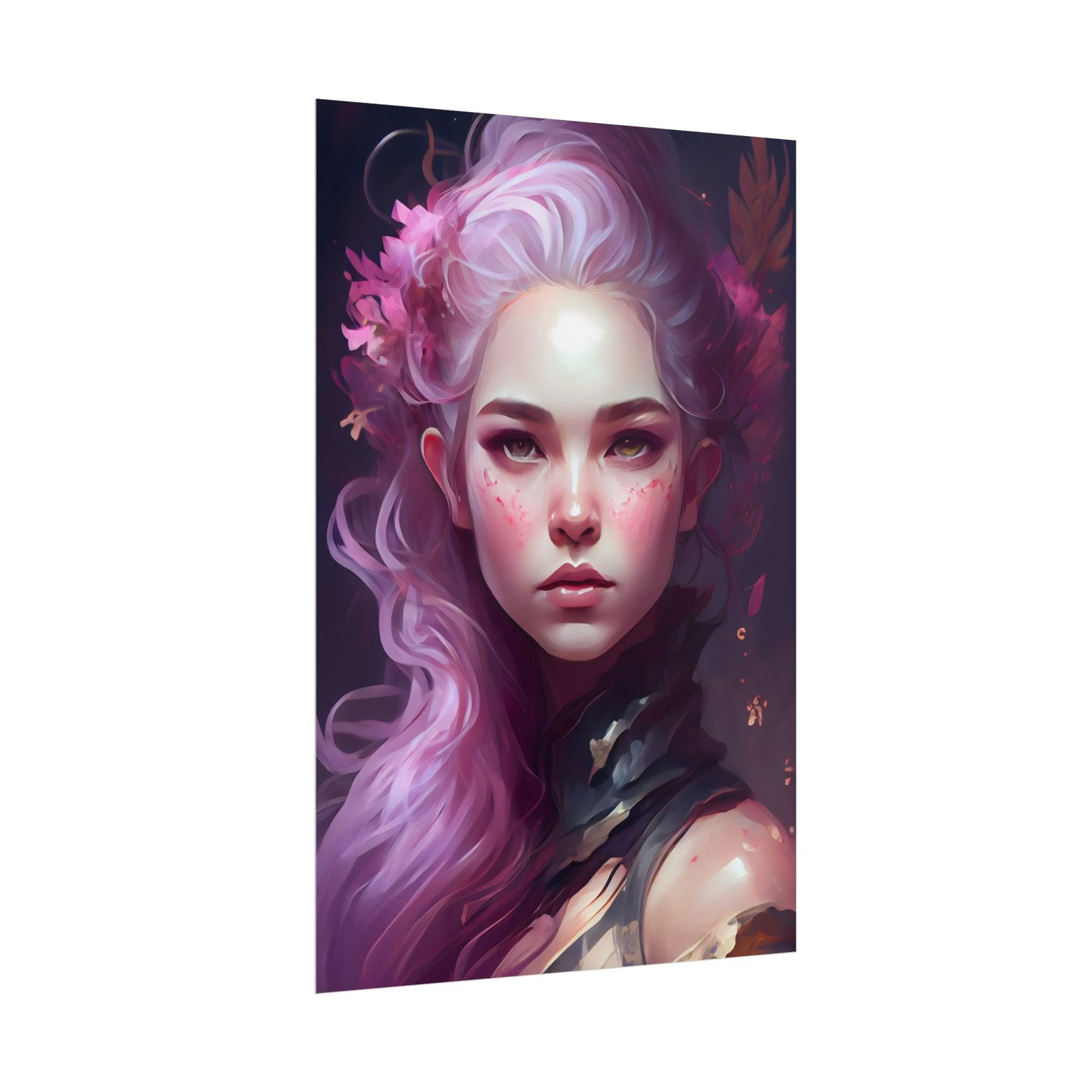 Astonishing Female Portrait with Pink Hair: Dre Artwork - Poster