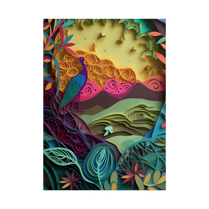 Vibrant Indian Quilling Art: Traditional Landscape Decoration - Poster