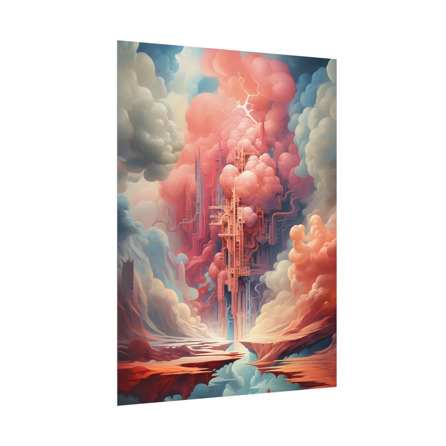 Cyber Dreamscape: Abstract Artwork in Neon Hues - Poster