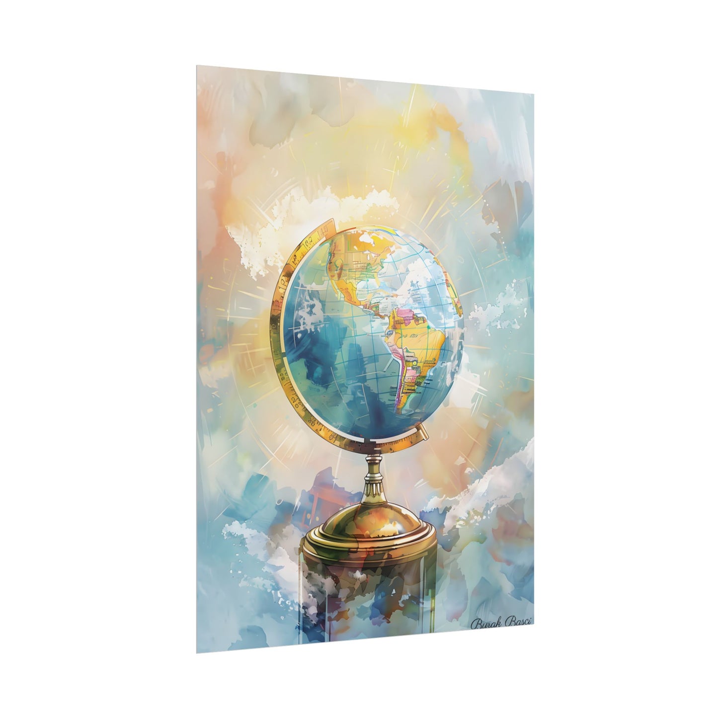 Vintage-Style Globe: World Map with Iconic Features - Poster