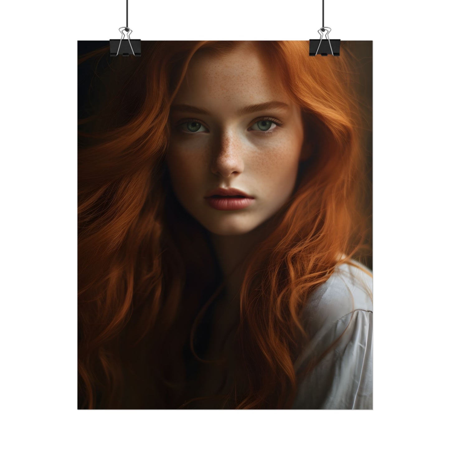 Red Hair Candid Portrait: Natural Light Photo Art - Poster