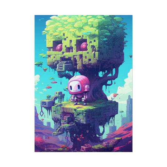 Futuristic Pixel Art: Cyber-Pet Adventure - Poster
