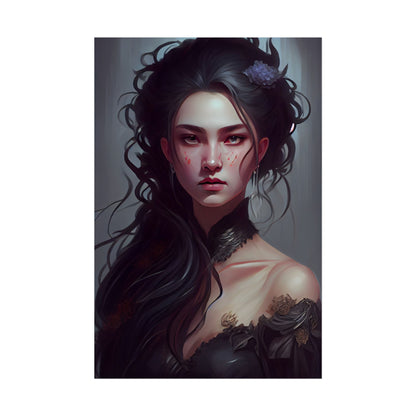 Astonishing Female Portrait: Dr. Black Hair Elegance - Poster