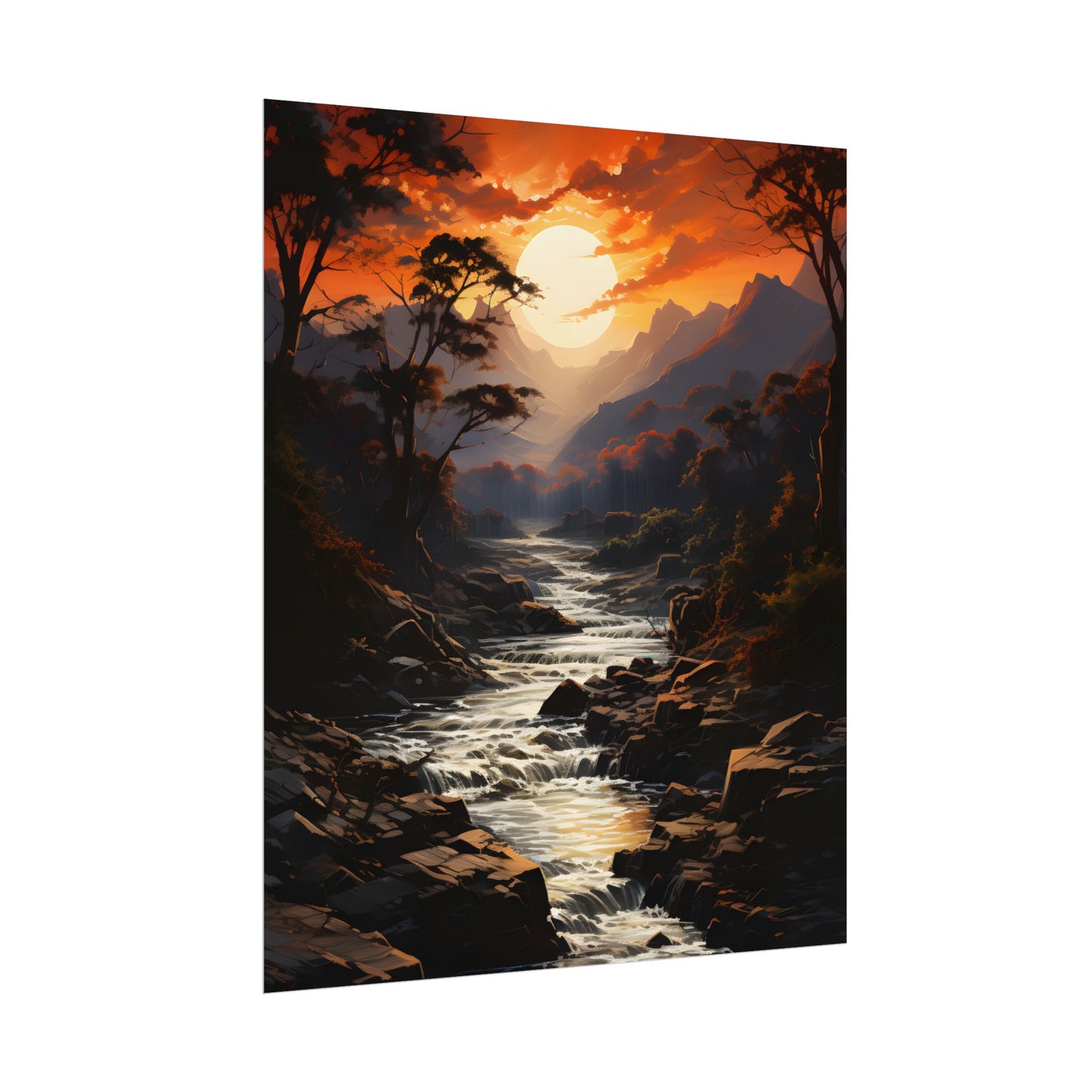 Breathtaking Waterfall: Impressionist Oil Painting in Serene Atmosphere - Poster