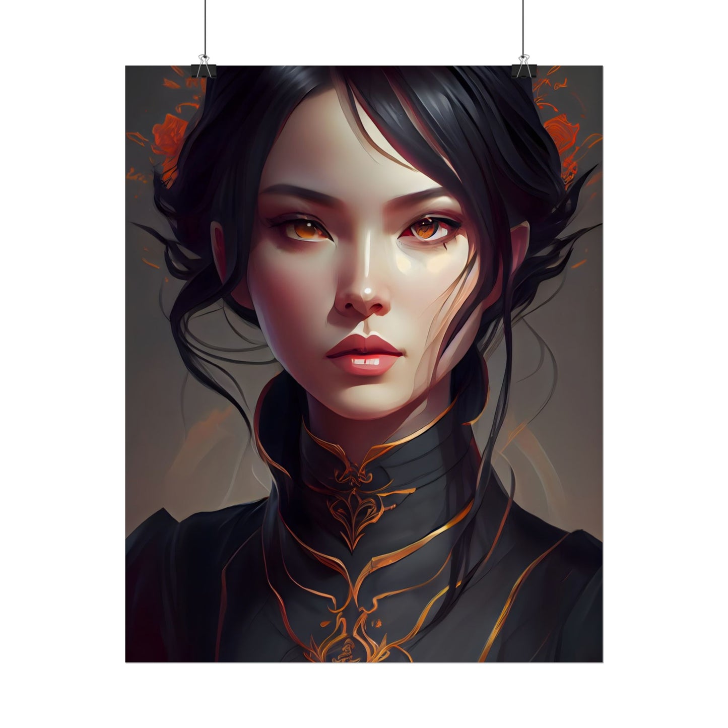 Realistic Female Portrait in Elegant Dress - Poster