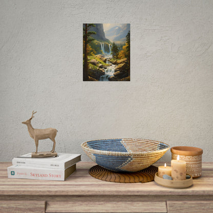 Breathtaking Waterfall: Impressionist Oil Painting - Poster