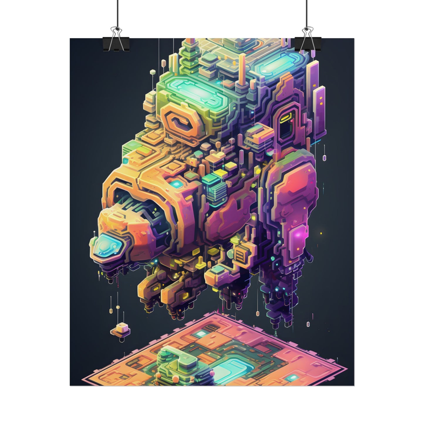 Pixel Punk Pets: Digital Artwork of Cyber-Pets in Pixelated World - Poster