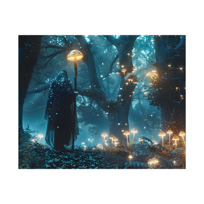 Whispers of Ancient Magic in a Moonlit Mystical Forest - Poster