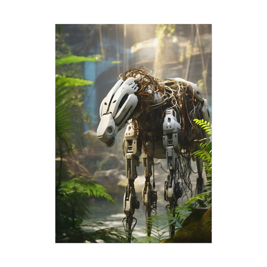Robotic Wildlife Sanctuary: Harmony of Nature and AI Digital Art - Poster