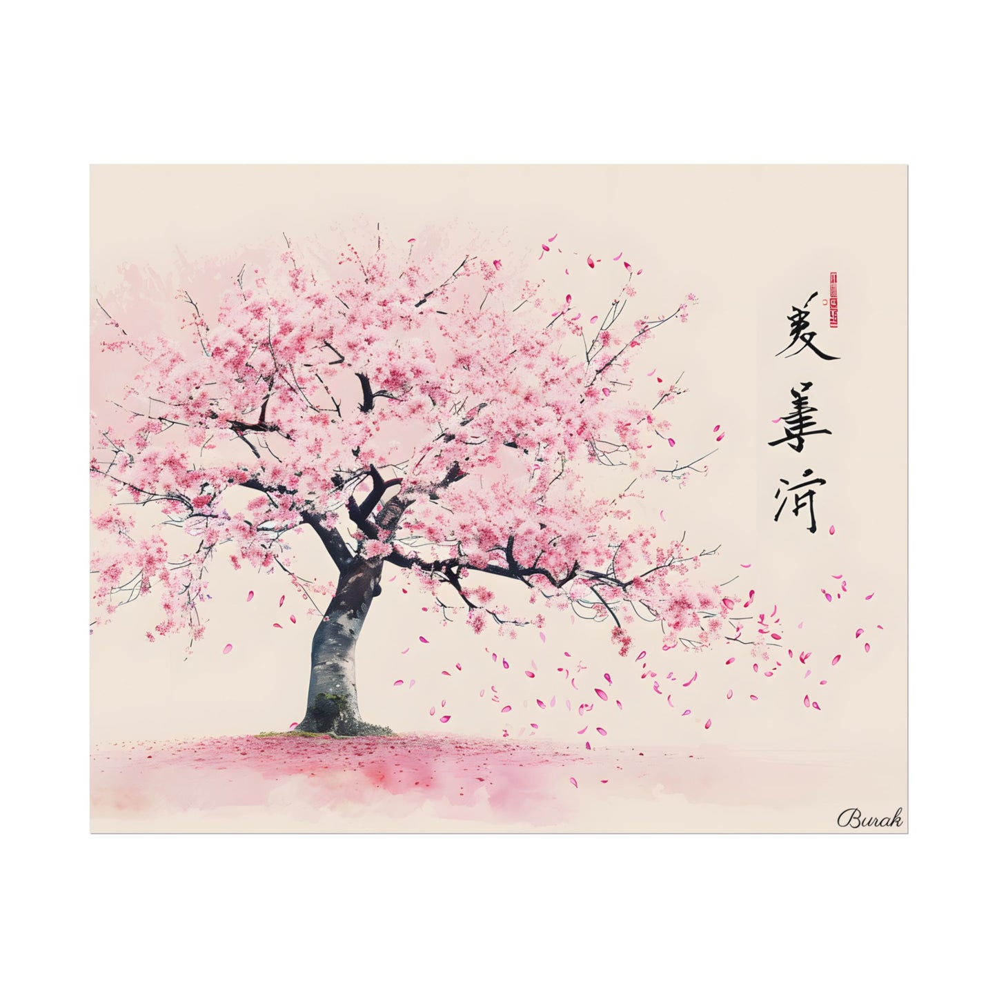 Japanese Cherry Blossom Art: Springtime Painting - Poster