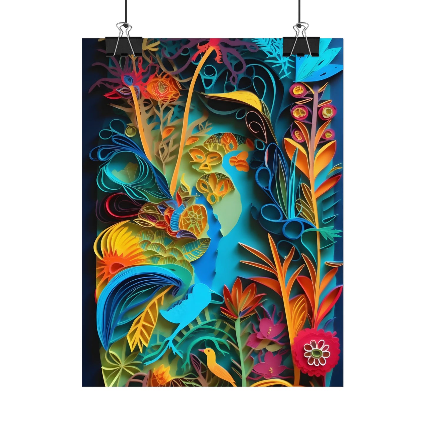 Indian Quilled Landscape: Colorful Paper Art - Poster
