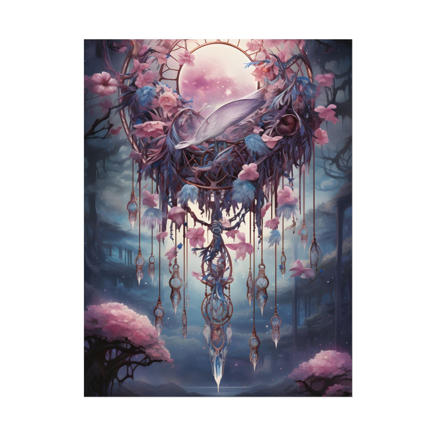 Surreal Landscape: Serene Tree in Vast Sky - Poster