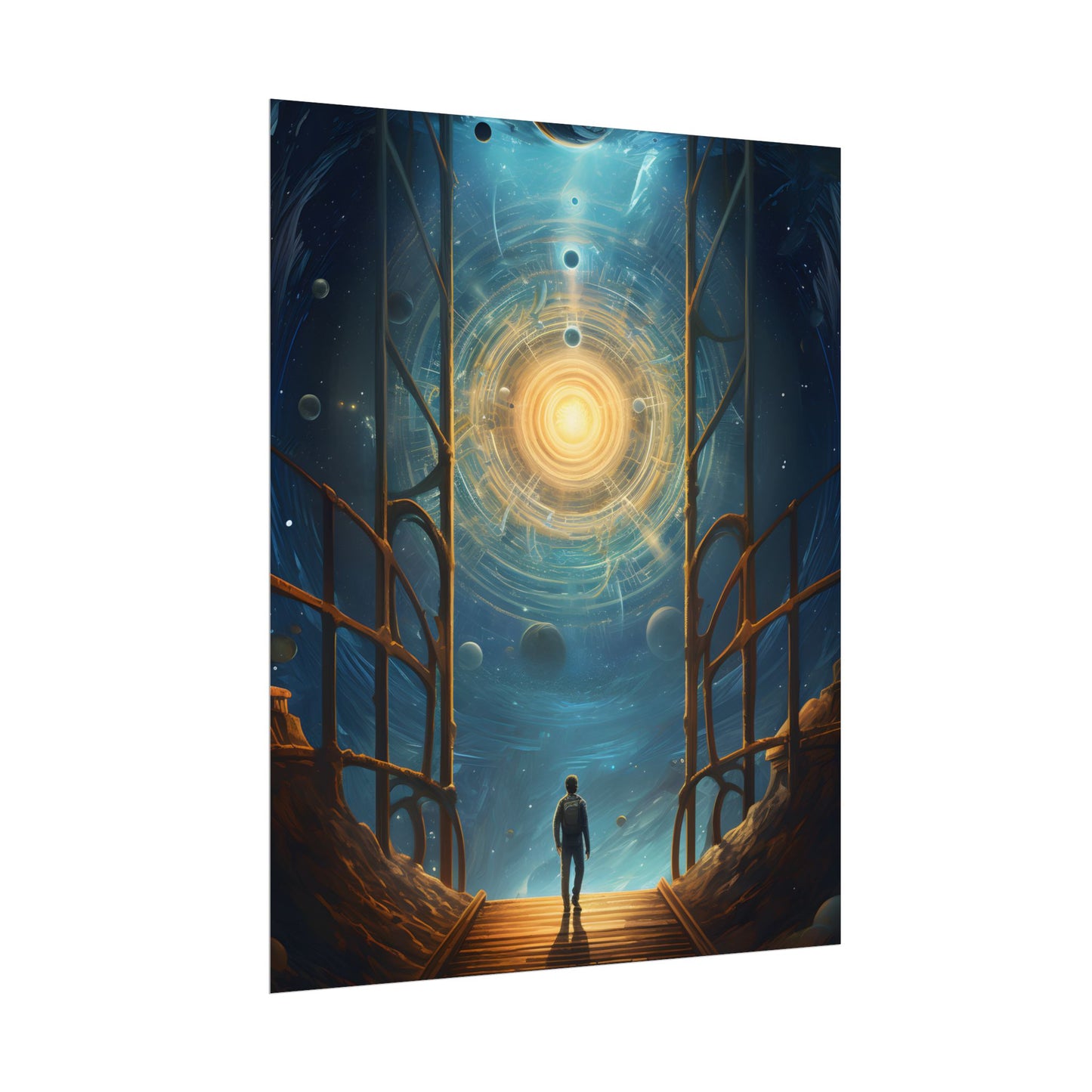 Space Explorer's Journey: Sleek Spacecraft in Stellar Odyssey - Poster