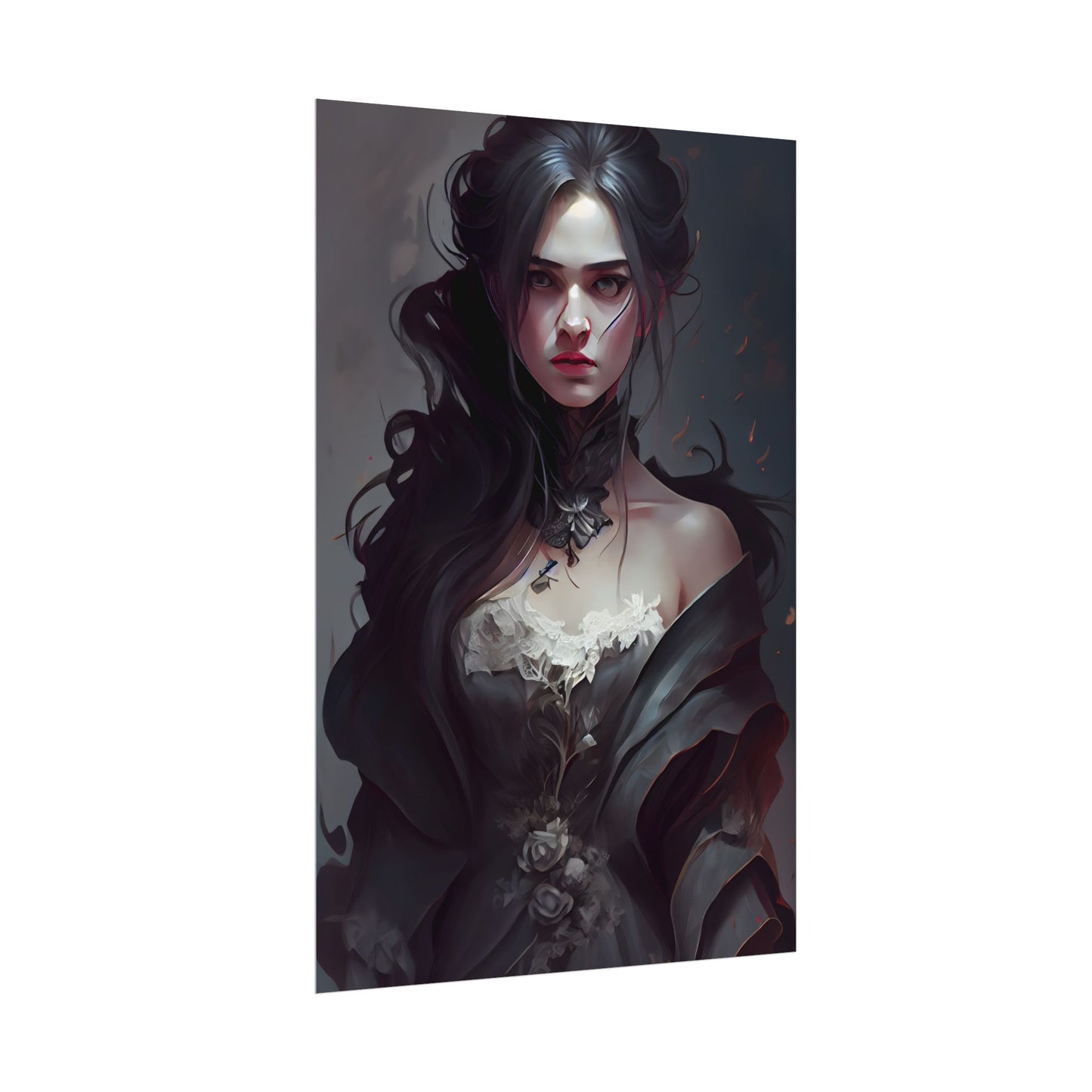 Black Haired Female Portrait: Elegant Outdoor Beauty - Poster
