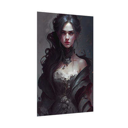 Black Haired Female Portrait: Elegant Outdoor Beauty - Poster