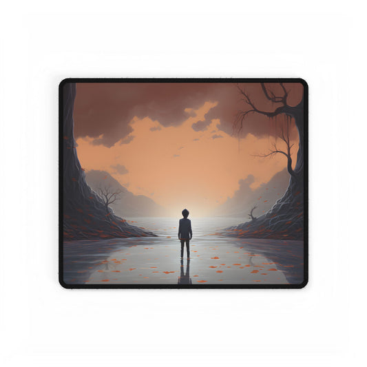 Delicate Vibrant Rose: Close-Up Yellow Artwork - Desk Mat