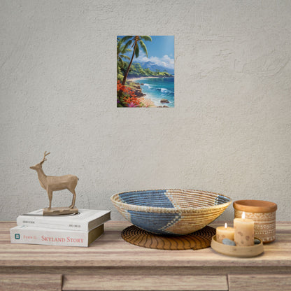 Tropical Paradise: Serene Island Oasis in Tranquil Blue Skies - Poster