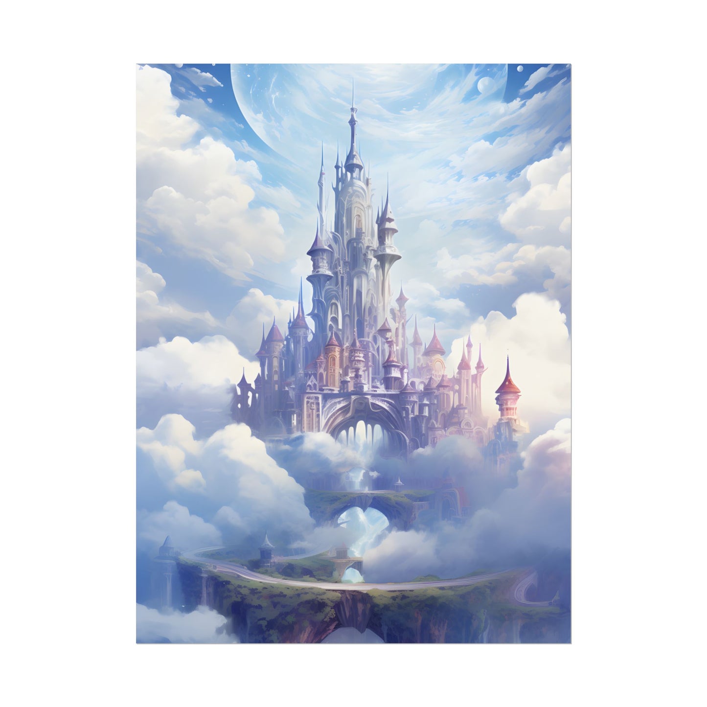 Floating Fantasy City: Celestial Digital Art - Poster