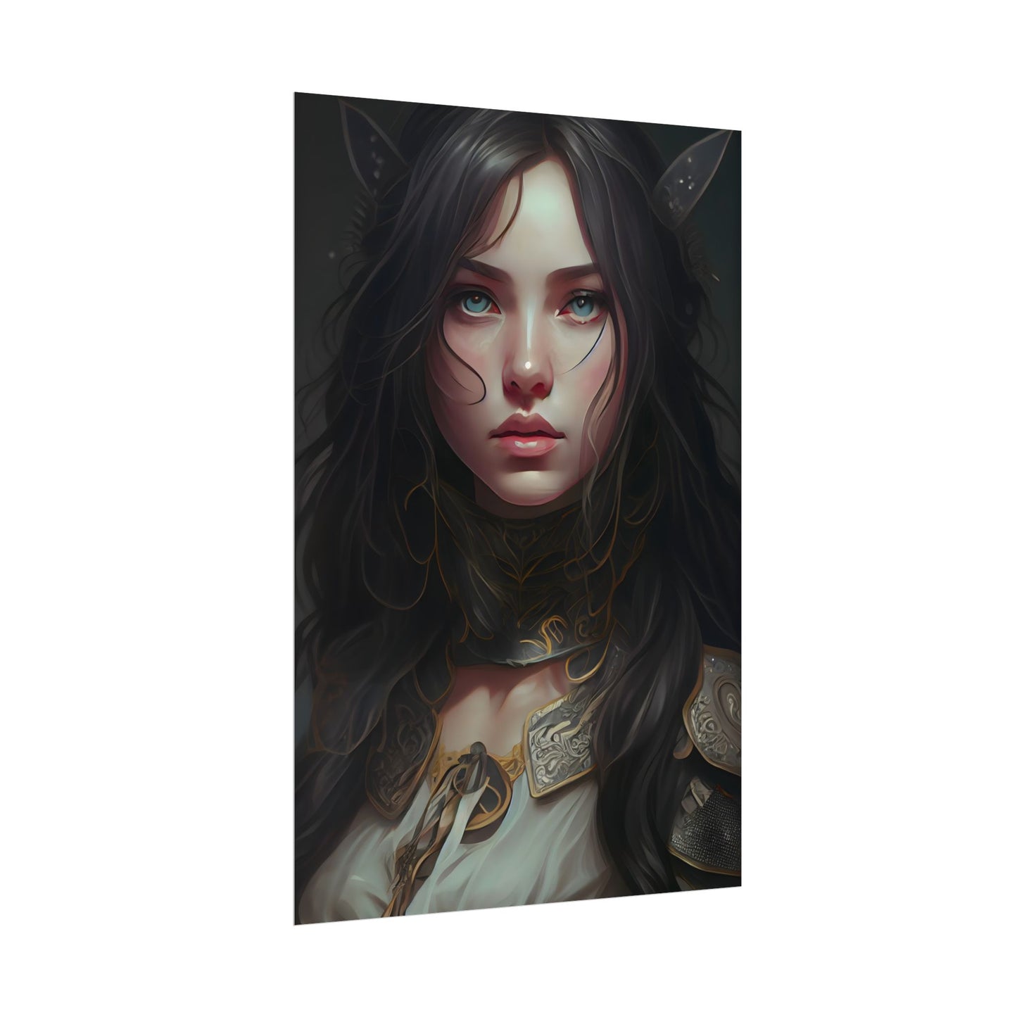 Vibrant Red Portrait: Dynamic Female Artwork - Poster