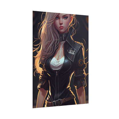 Blonde Female Police Officer: Calm Professional in Hotel Lobby - Poster