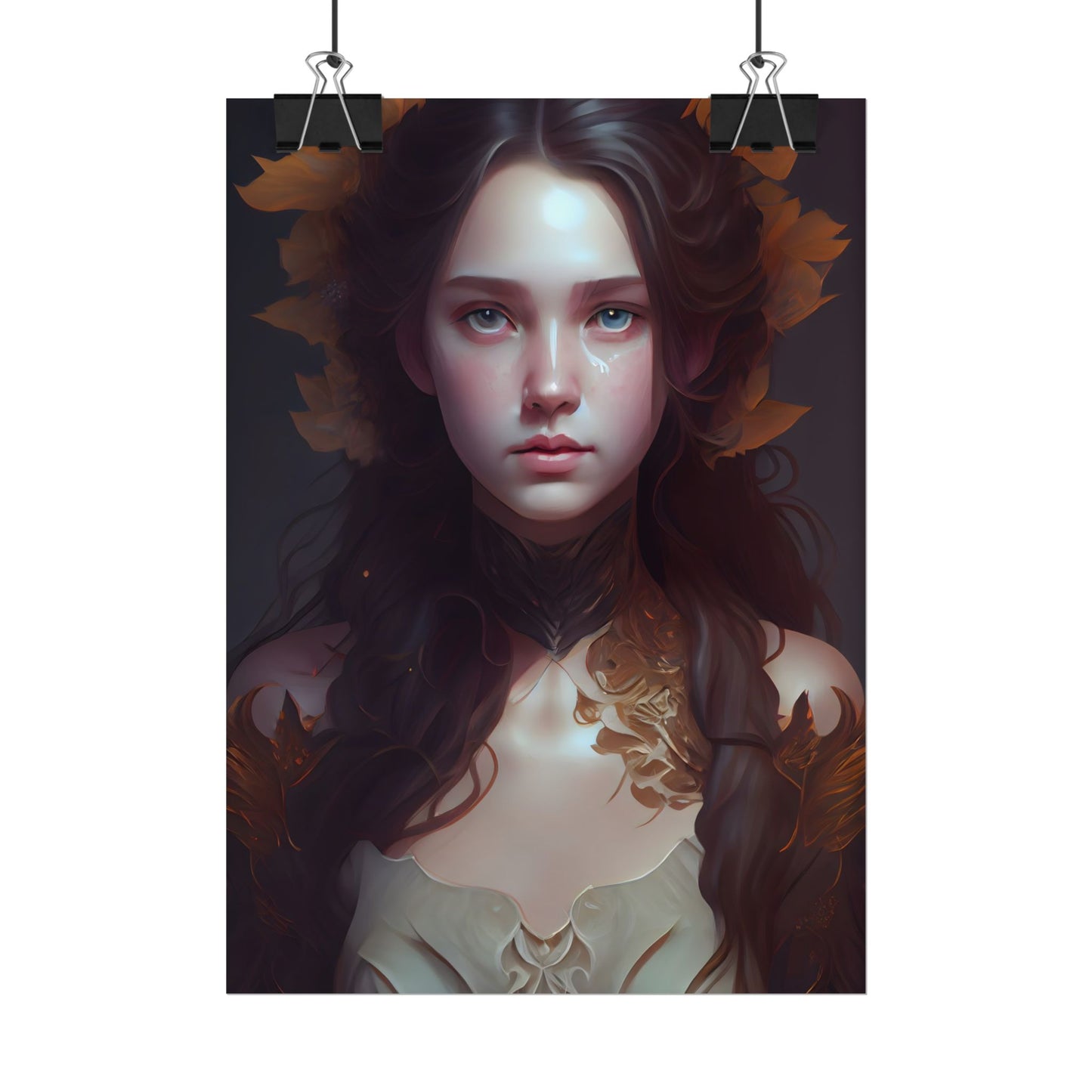 Brown Hair Female Portrait: Artistic Style Digital Art - Poster