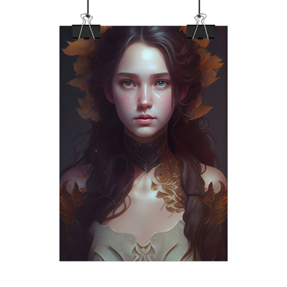 Brown Hair Female Portrait: Artistic Style Digital Art - Poster