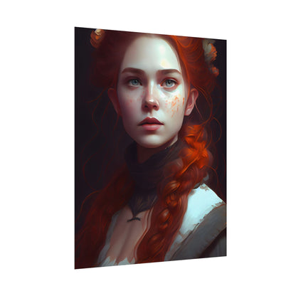 Astonishing Redhead Portrait: Elegant Young Woman in Dress - Poster