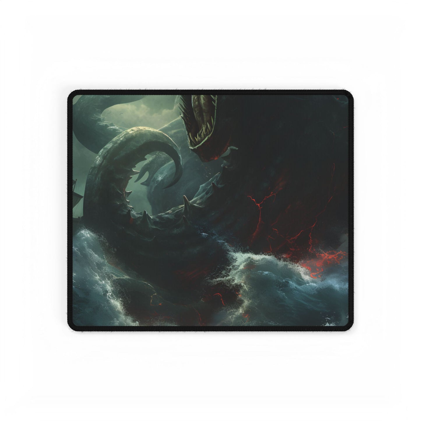 Ancient Sea Monster: Mythical Serpentine Digital Illustration - Desk Mat