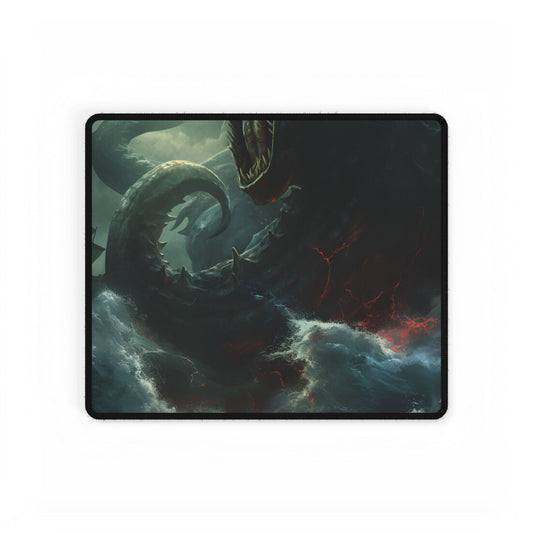Ancient Sea Monster: Mythical Serpentine Digital Illustration - Desk Mat